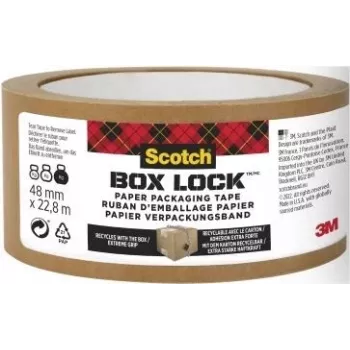 Ruban adhésif d'emballage en papier 3M Scotch Box LockT 48mm x 22,8m marron 7850-23-EF-8GC