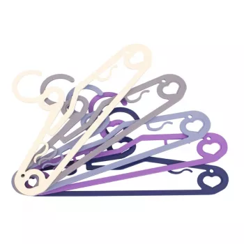 Cintres en plastique Cupid ORDINETT lot de 5, couleurs assorties, 42 x 21 cm, fins avec barre à pantalon