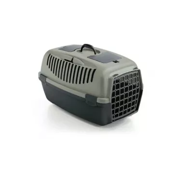 Caisse de transport pour animaux Gulliver 3 avec porte en plastique 61x40x38 cm gris/vert STEFANPLAST
