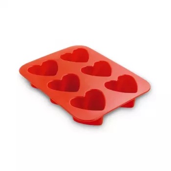 Moule à gâteaux en silicone Hearts GUARDINI 6 cavités, rectangulaire, blanc