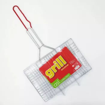 Gril de barbecue 34x22 cm en acier chromé avec poignées en bois ASI COLLECTION
