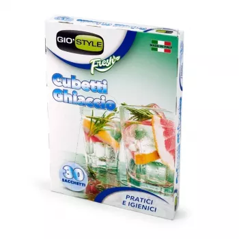 Sachets à glaçons GIOSTYLE 30 pièces, 18 glaçons par sachet, 20x14 cm, auto-fermants, PE de qualité alimentaire, transparents