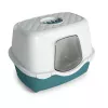 Bac à litière pour chat avec capot et filtre à charbon actif Tres Chic STEFANPLAST, blanc/vert, 56x39x39 cm