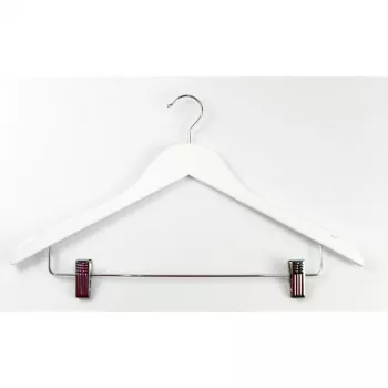 ORDINETT cintres en bois avec pinces, lot de 2, blanc, 44,5 cm