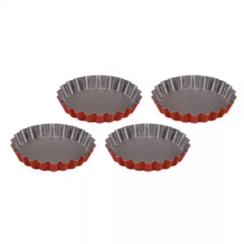 Ensemble de 4 moules à tartelettes GUARDINI Rossana Ø12x1,9cm antiadhésif en acier anthracite