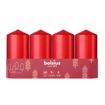 Bougie cylindre BOLSIUS 4 pièces Ø100x48 mm rouge