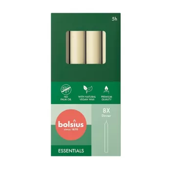 Bougies de table BOLSIUS 8 pièces en boîte 170/20 mm perle
