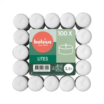 Bougies chauffe-plat BOLSIUS 100 pièces blanc