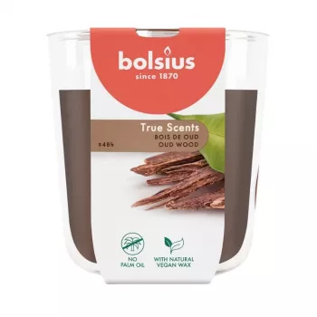 Bougie parfumée en verre BOLSIUS True Scents Oud Wood Ø97x85 mm
