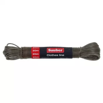 Corde à linge SAUBER 20 m avec âme en acier et revêtement PVC, blanche