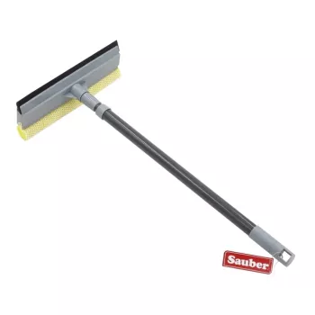 SAUBER mini brosse à vitres avec manche télescopique | microfibre et raclette double face