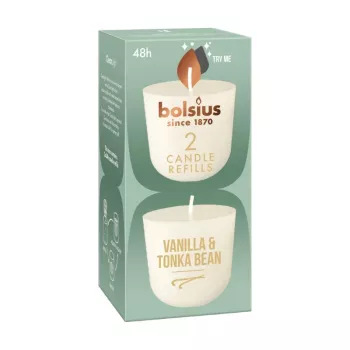 Bougies rechargeables BOLSIUS Clean Light 2 pièces vanille & fève tonka