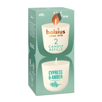 Bougies rechargeables Bolsius CleanLight 2 pièces cyprès & ambre