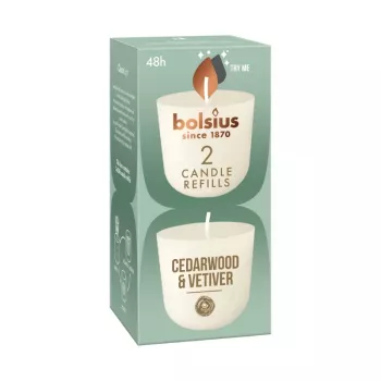 Bougies rechargeables BOLSIUS Clean Light 2 pièces bois de cèdre & vétiver