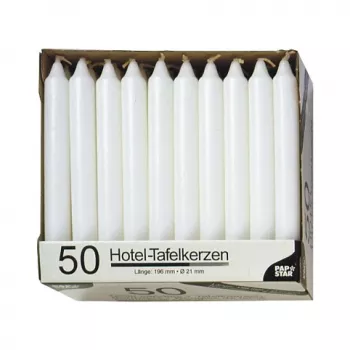 PAPSTAR Stick Candle White 196 mm Height 22 mm Diameter, 100 Pieces, Paraffin, 7 h Burn Time