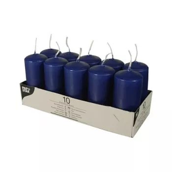 PAPSTAR Pillar Candles 40 x 90 mm, Dark Blue, Pack of 10 (17916)
