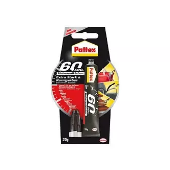 Colle universelle Pattex 60 Secondes 20 g tube - transparent, polymère FlexTec, collage rapide pour bois, métal, verre, céramique, cuir, caoutchouc, plastiques