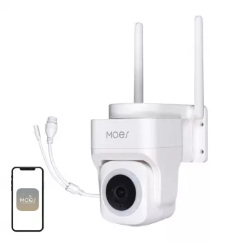 MOES WCM-B66 caméra IP Wi-Fi extérieure 3 MP avec détection humaine par IA, vision nocturne en couleur, panoramique/inclinaison, audio bidirectionnel, étanche IP66
