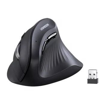 Souris optique verticale sans fil UGREEN MU008, 2.4G + Bluetooth 5.0, noire
