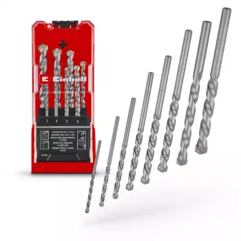 Coffret de 8 forets à béton Einhell 38080, 3-10 mm, pointe en carbure de tungstène, acier au carbone