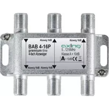 AXING BAB 4-16P - Répartiteur satellite 4 voies, perte de dérivation 16 dB, 5-2400 MHz, connecteurs F