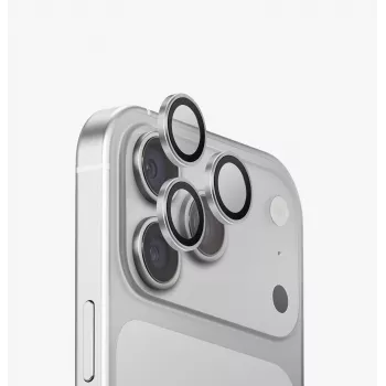 Protecteur d'objectif de caméra UNIQ Optix Aluguard (DX2) pour iPhone 18 Pro / 18 Pro Max, argent avec applicateur
