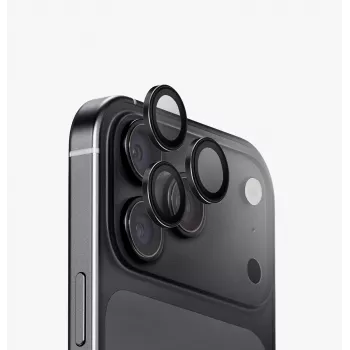 Protecteur d'objectif de caméra UNIQ Optix Aluguard (DX2) pour iPhone 18 Pro / iPhone 18 Pro Max, noir avec applicateur