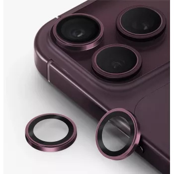 Protecteur d'objectif de caméra UNIQ Optix Prime pour iPhone 18 Pro / iPhone 18 Pro Max, bordeaux avec applicateur