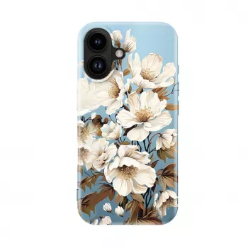 Coque fine Evelatus pour Apple iPhone 16 avec MagSafe - impression personnalisée Flower Blue