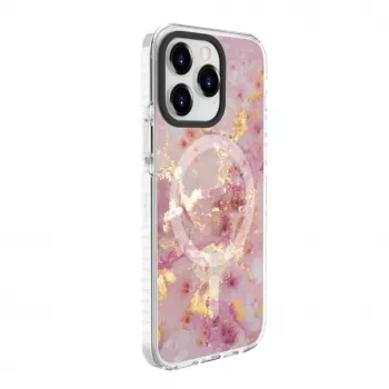 Coque Evelatus PC+TPU pour Apple iPhone 15 Pro avec MagSafe - marbre rose
