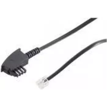 Câble téléphonique rond ShiverPeaks 70093-KOMSA - 3 m - TAE-F - RJ-11 - noir - mâle/mâle