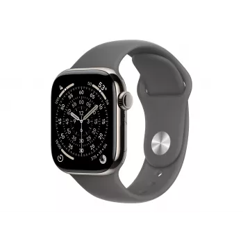 Apple Watch Series 11 GPS + Cellular 42 mm boîtier en titane naturel avec bracelet sport gris - S/M