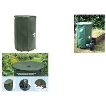 Ensemble récupérateur d'eau de pluie pliable EDA RÉCUP'O, 500 l, diamètre 800 mm, vert, résistant aux UV (010983 V.CA)