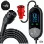 Chargeur mobile Qoltec pour voitures électriques et hybrides, réglage 2-en-1, Type 2, 7 kW, 230 V, CEE 32 A, LED, 5 m