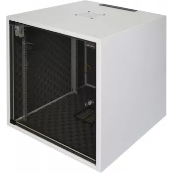 Armoire insonorisée Silence Rack Office 12U 19 pouces avec ventilateur silencieux et porte vitrée, 600 x 600 mm, gris clair (SRO126060)
