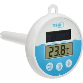 Thermomètre de piscine solaire numérique TFA Dostmann, blanc/turquoise, 30.1068.02