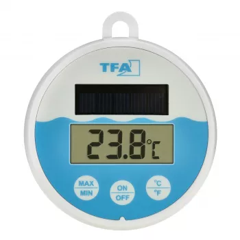 Thermomètre de piscine solaire numérique TFA Dostmann, blanc/turquoise, 30.1068.02