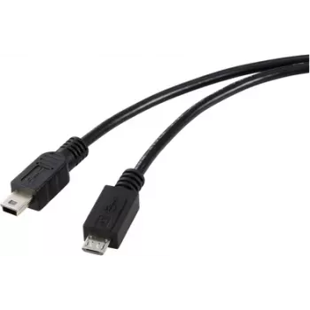 Renkforce USB 2.0 Cable Micro-USB to Mini-USB, 0.5 m, Black