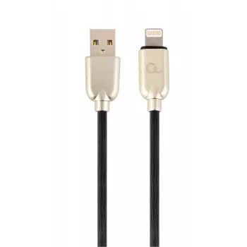 Câble Gembird USB 2.0 USB-A mâle vers Lightning mâle, caoutchouc tressé, 1 m, noir (CC-USB2R-AMLM-1M)