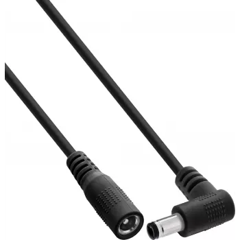 Câble de rallonge DC InLine® à connecteur coudé, 5,5 x 2,5 mm, noir, 0,2 m