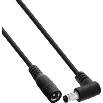 Câble de rallonge DC InLine®, fiche coudée, 5,5 x 2,1 mm, noir, 0,2 m
