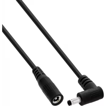 InLine® câble prolongateur DC, connecteur coudé, 4,0 x 1,7 mm, noir, 0,2 m