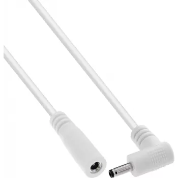 Câble de rallonge DC InLine®, fiche coudée, 3,5 x 1,35 mm, blanc, 0,2 m