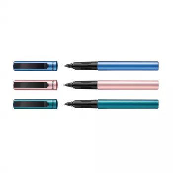 Stylo roller Pelikan Pina Colada, présentoir de 12, corps et capuchon métalliques, noir (605502)