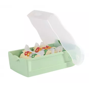 HAN CROCO Flashcard Box A7 Landscape, Pastel Green, Translucent Lid, Polypropylene (997-805)