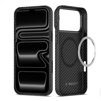 Coque Tech-Protect Ion Carbon MagSafe pour iPhone 17 Pro / 18 Pro, noire/argent