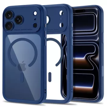 Coque Tech-Protect Magpeak MagSafe pour iPhone 17 Pro / 18 Pro, bleu profond/transparent