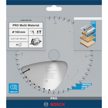Lame de scie circulaire Bosch Multi Material 165 x 30/20 x 2,4 mm, 42 dents (2608640519)