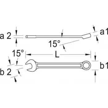 Clé mixte Gedore 7 XL SW 16mm L.265mm forme A extra-longue en acier chrome-vanadium
