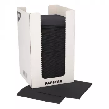 PAPSTAR Cocktail Napkins PUNTO, 200 x 200 mm, black tissue, 2-ply, 1/4 fold, with dot on dot micro